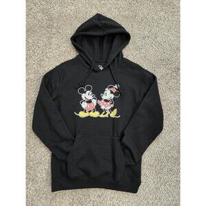 DISNEY MICKEY MOUSE Mickey & Minnie Black Sweatshirt Hoodie  S (4-6) *NWOT*